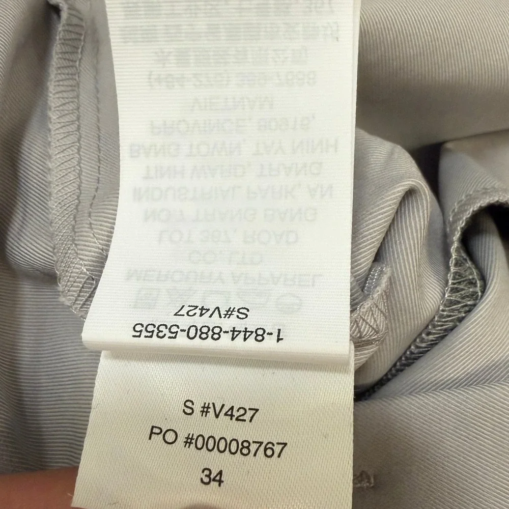 Vuori Cascade Tech Chino Pants Mens 34x31 Light Grey Performance Golf V427